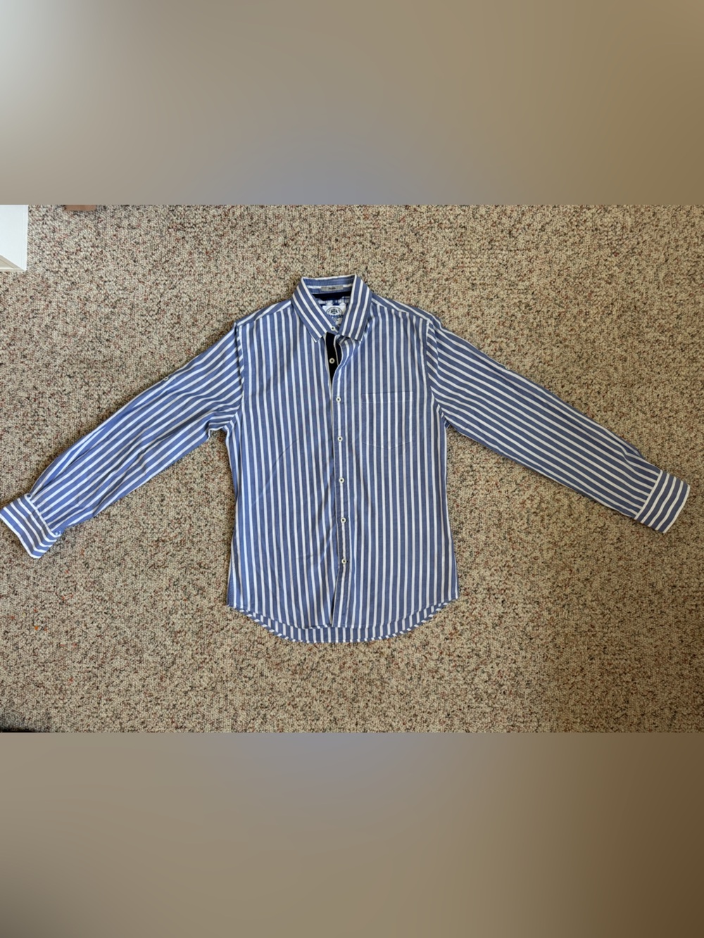 Express Blue and White Striped Button-Down Shirt